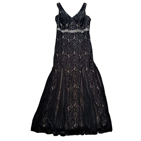 Alex Evenings Long Lace Elegant Romantic Goth Maxi Gown Size 14 Black - Picture 1 of 14